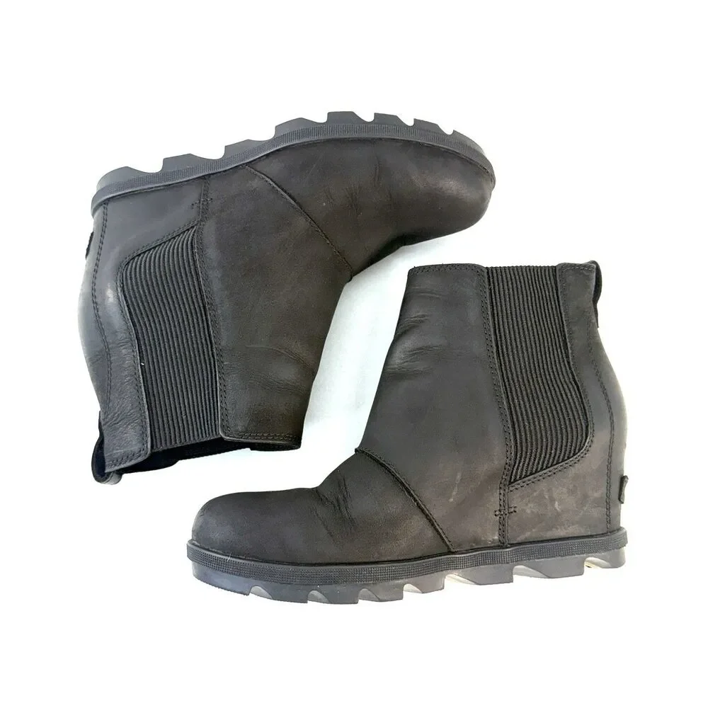 SOREL Boots Womens Size 10 Black Joan of Arctic Wedge II Chelsea Ankle Pull On